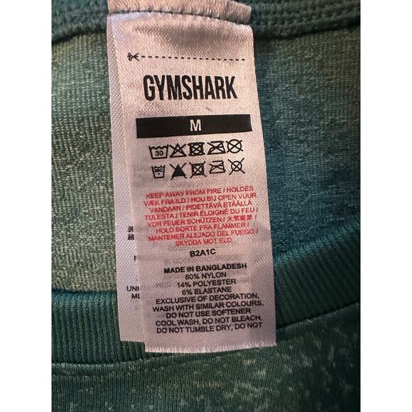 Women M Gymshark Seamless Green Cropped Long Sleeve Crewneck Tee Shirt Top - Picture 6 of 6